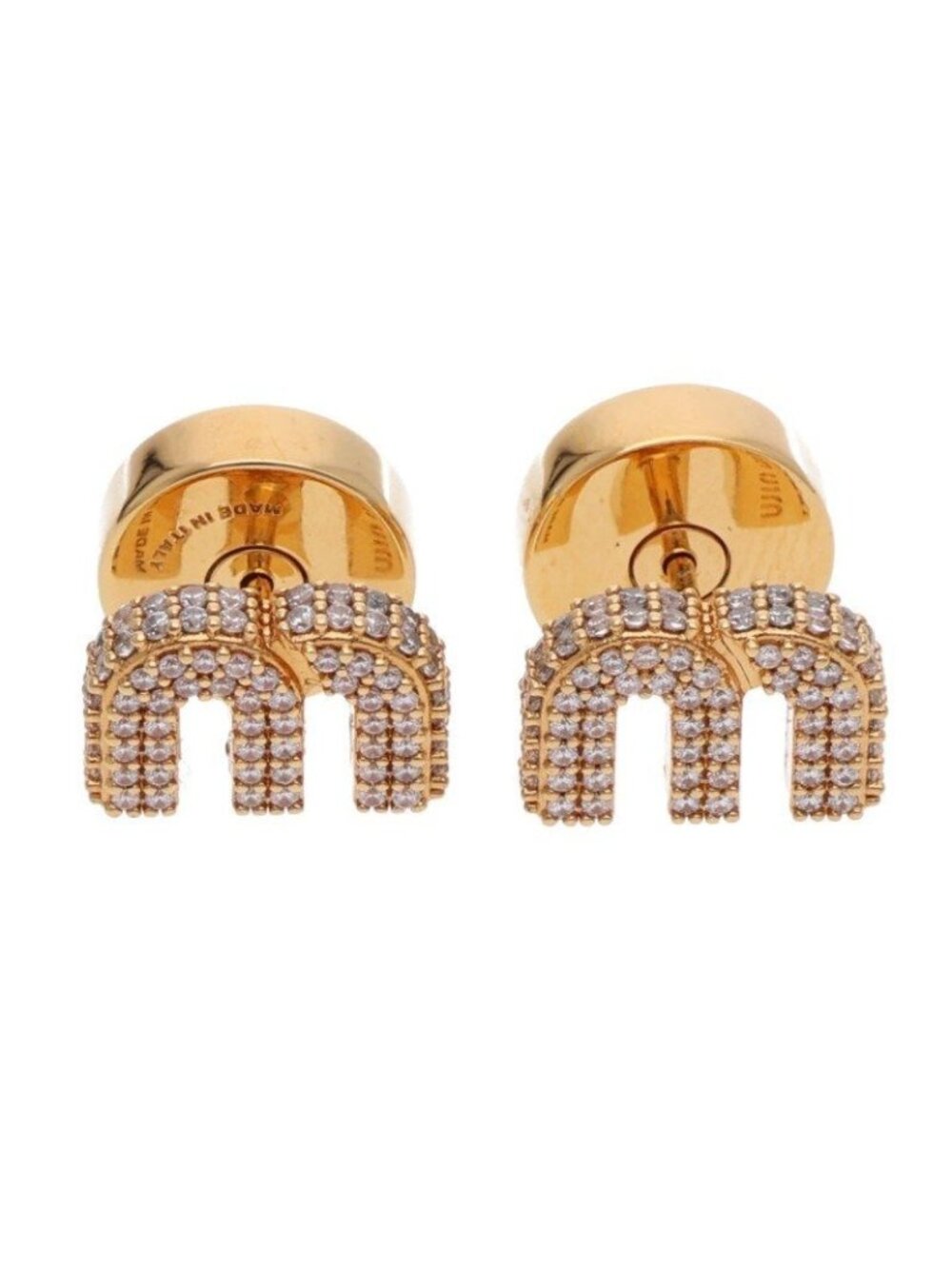 Miu Miu Logo Stone Decoration Earrings